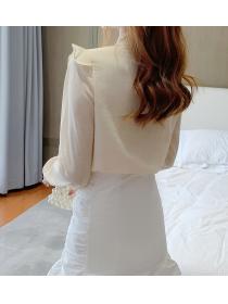 korean style lace up chiffon shirt