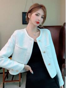 White short coat women's autumn new loose temperament Tweed jacket