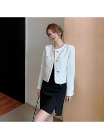 White short coat women's autumn new loose temperament Tweed jacket