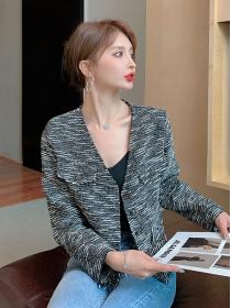 Korean style tweed chic matching temperament Tweed jacket