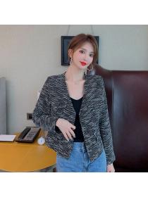 Korean style tweed chic matching temperament Tweed jacket 