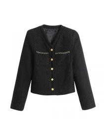 Black short coat women's autumn new matching temperament Tweed jacket