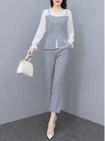 Autumn new style striped high-end two-piece suit