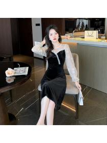 New style dress lace velvet dress for women