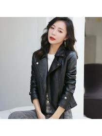 Women's pu leather jacket Plus size jacket