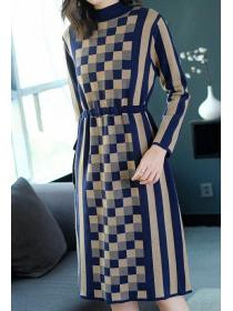 Fashionable   mid-length sweater women's bottoming knitted dress 