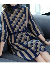 Fashionable   mid-length sweater women's bottoming knitted dress 