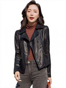 New style autumn plus size slim fit suit collar Pu leather jacket