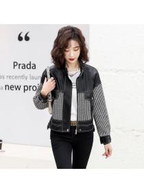 Autumn new Korean style casual short pu leather jacket 