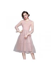 Autumn new knitted mid-length dress Layer dress