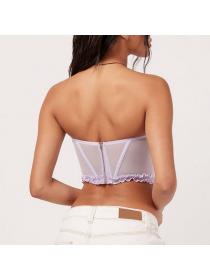 Outlet hot style Summer women's fishbone backless mesh top