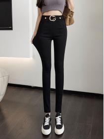 Autumn new high elastic washed cotton pencil pants