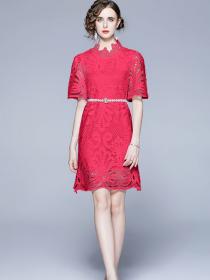 New style Lace Dress with Pearl Belt