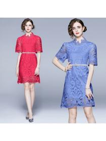New style Lace Dress with Pearl Belt