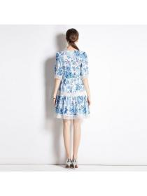 New style elegant lace print dress for women( with belt)