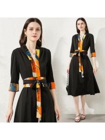 European new elegant style high-end black dress lady temperament dress