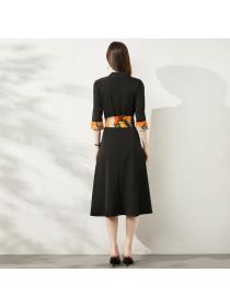 European new elegant style high-end black dress lady temperament dress