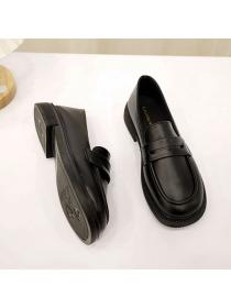British style leather shoes women's soft bottom soft leather work shoes loafers