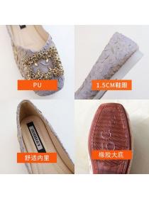 New style square buckle slow-heeled flat shoes