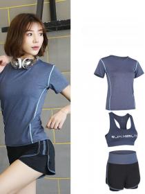 Women's Summer new flash drying Yoga clothing sports suit 3pcs set