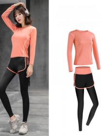 Long-sleeved sports suit women's yoga clothes casual fitness clothes