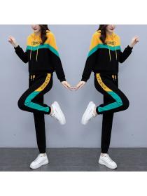Autumn new embroidery hooded temperament slim fit and thin casual fashion sports suit