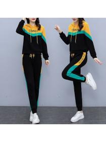 Autumn new embroidery hooded temperament slim fit and thin casual fashion sports suit