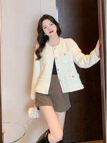 Autumn new temperament woven tweed jacket for women