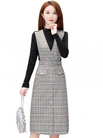 New Style Mature plaid long-sleeved Fashion style suit