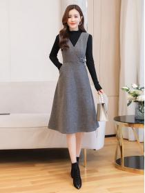 Winter new ladies two-piece woolen high waist Outfits