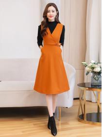 Winter new ladies two-piece woolen high waist Outfits 