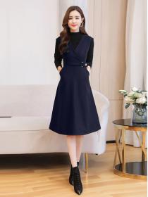 Winter new ladies two-piece woolen high waist Outfits 