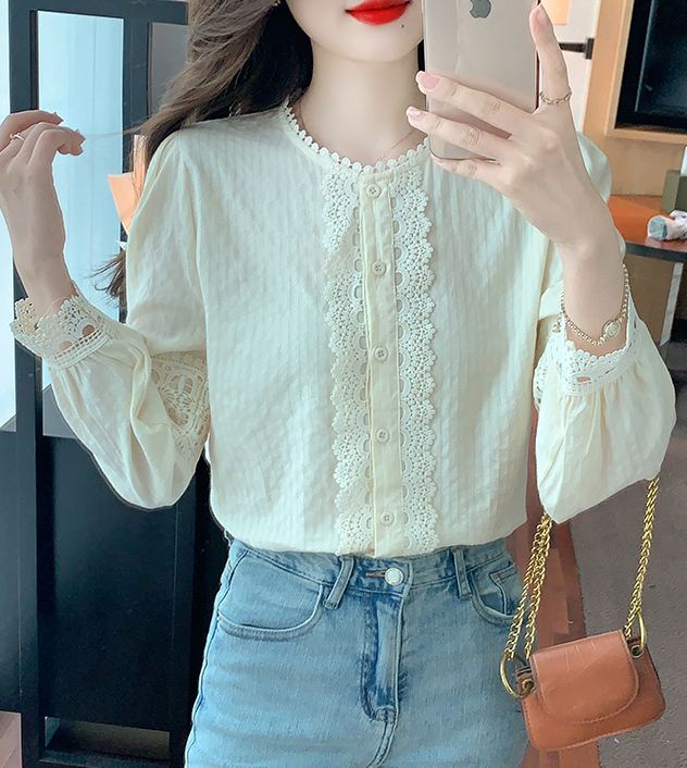 Western style hollow lace top