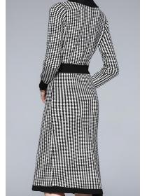 On Sale V  Collars Grid Printing Show Waist Dress