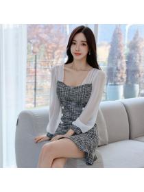 Korean style square collar long-sleeved dress 