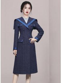Double-breasted   stitching temperament mid-length fragrant coat  