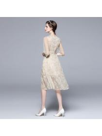 Spring Fashion Mesh Embroidery Ruffle Dress