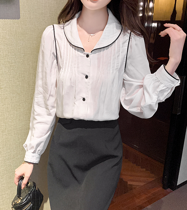 Chic matching Korean style puff sleeve top