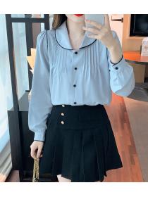 Chic matching Korean style puff sleeve top