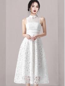 New style high-end elegant temperament mesh gauze Slim long dress