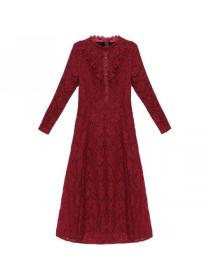 Vintage style long-sleeved dress Elegant fashion Mature dress