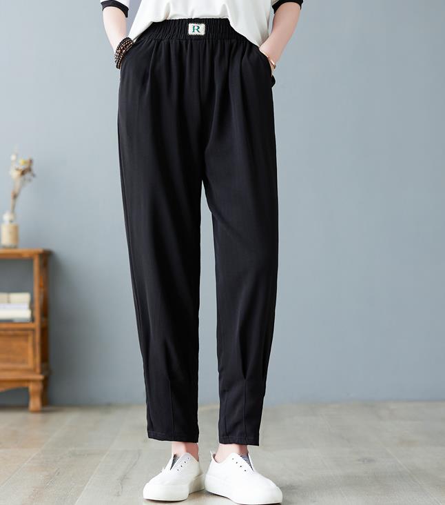 Tall Waist Pure Color Leisure Style Long Pants