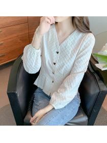 Korean style fashion v-neck waist shirt