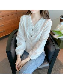 Korean style fashion v-neck waist shirt