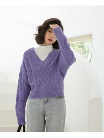 For Sale Color Matching Back Lace Up Sweater 