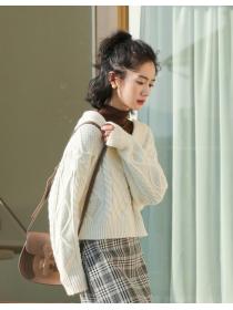 For Sale Color Matching Back Lace Up Sweater 