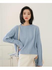 Korean Style Pure Color Simple Sweet Sweater 