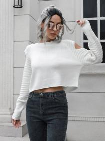 Women's Dew shoulder sweater long sleeve knitted  Pullovers