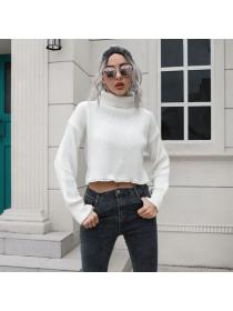 Fashion style urtleneck short sweater women's long sleeve knitted pullovers