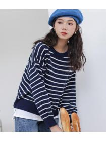 On Sale Open Fork Stripe Fashion Sweet Sweater 